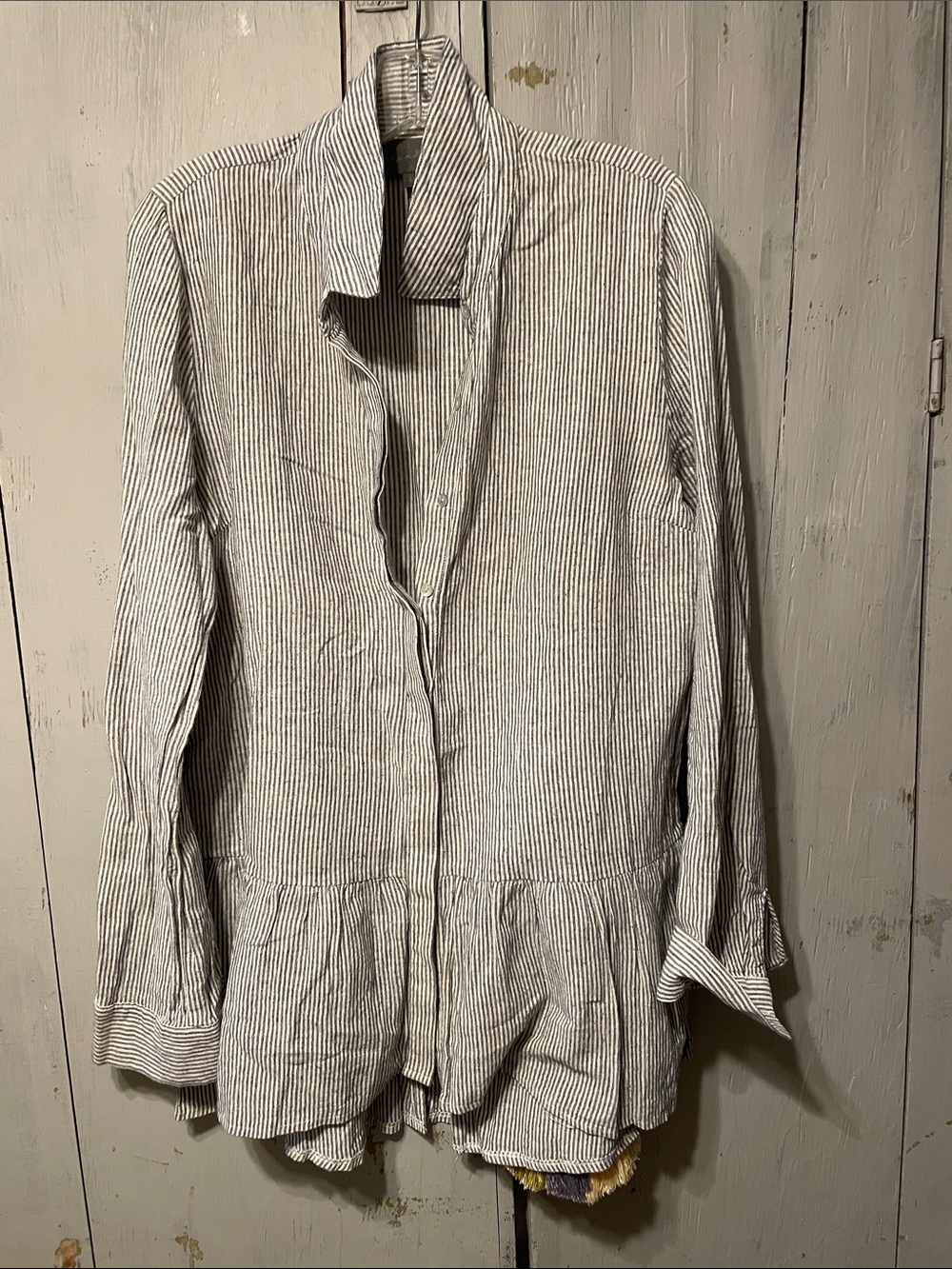 Anthropologie Sunday in Brooklyn Striped Button-Up Shirt in White and grey